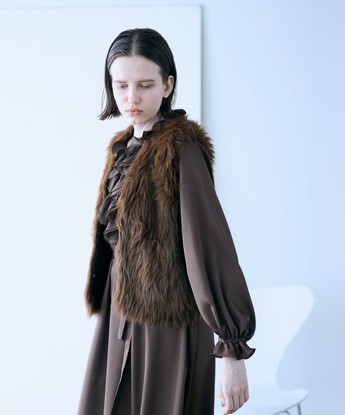 2way shaggy knit vest